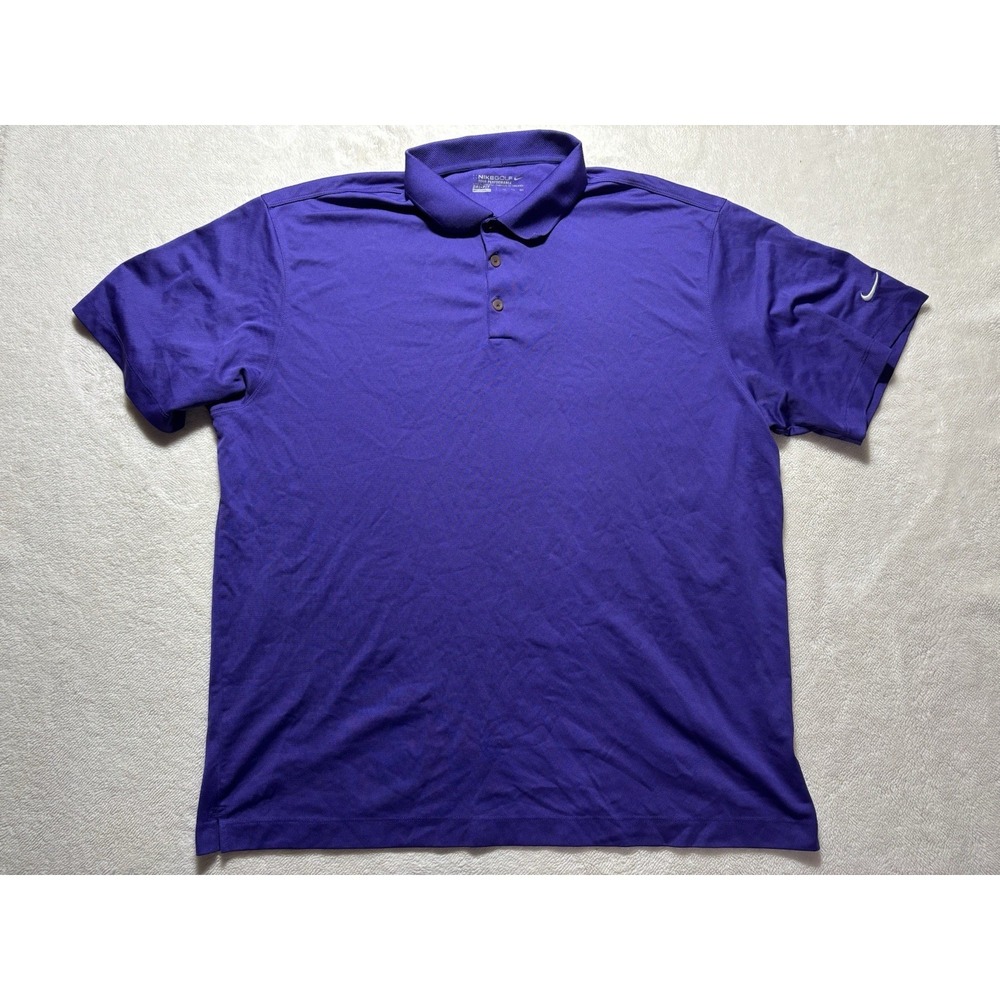 Nike Golf Tour Performance Dri Fit Solid Purple Short Sleeve Polo Shirt Size XXL